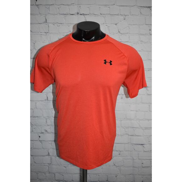 Under Armour Gym Shirt Tech Tee Mens Size Large Polyester HeatGear Pinkish Red - Picture 5 of 6
